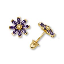 14K Yellow  White Gold Flower Pretty Earrings for Women