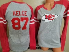 20215 Womens Kansas City Chiefs TRAVIS KELCE "Scoop Neck" Football SHIRT New