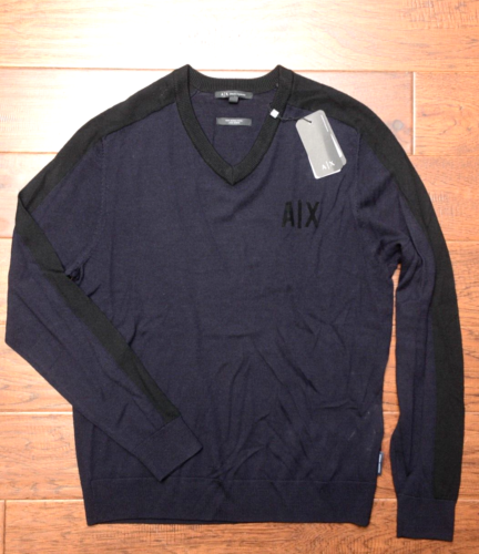 Armani Exchange A/X Men's Slim Fit 100% Merino Wool V Neck Knit Sweat Sweater S