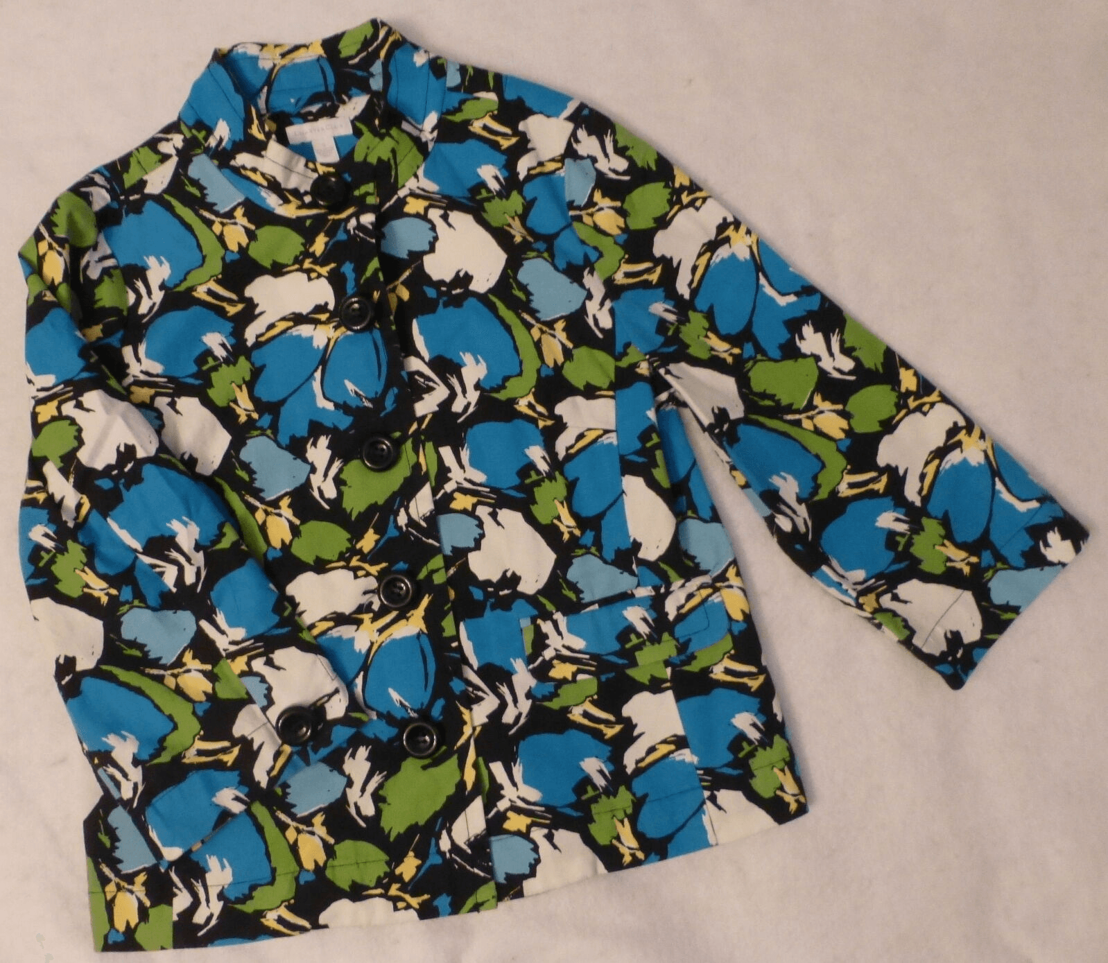CHARTER CLUB Floral Blue Green Over Jacket Blazer Top Women's Size Small