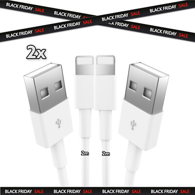 2m Ladekabel für iPhone 5 SE 6 7 8 X XS XR 11 12 13 14 Plus Pro Max / Black Week