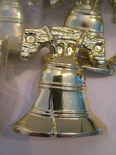 Lot of 14 metal gold tone Liberty Bell trophy parts. 2-1/2" tall. Emblems - Picture 2 of 4