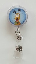 Disney's Pluto Retractable Badge Reel Name Tag ID Holder, Glitter 3D Dome