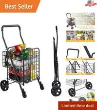 Versatile Shopping Cart - Double Basket, Ergonomic Adjustable Handle - Medium