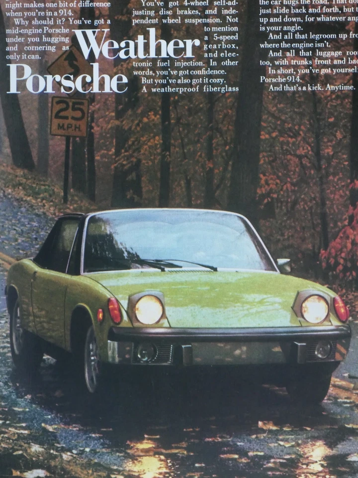 1973 Porsche 914 The Weather Porsche Vintage Green Original Print Ad-8.5 x 11" - Image 3 of 4