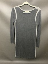 Joan Vass Cashmere Blend Color Block Trim Grey Sweater Dress, Women's XS