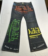 Rare Y2K Von Dutch Jeans 28 Made USA Graphic Flare Streetwear Kustom Denim 90s