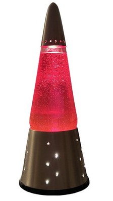 VTG Wizard Lava Lite Motion Lamp Moon & Stars Silver Base Ruby Red W/ Glitter!