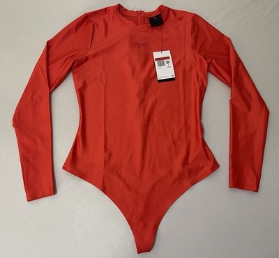 NEW Nike Jordan Essentials Bodysuit Womens L Plus Red Orange Flight Tight Fit
