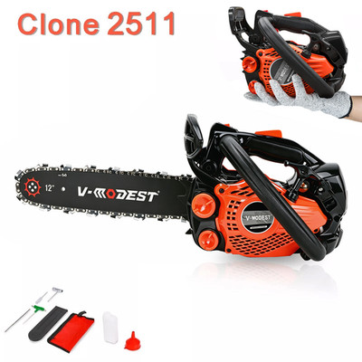 V-MODEST 2511 12'' Compact Top Handle Gas Chainsaw 25CC 2-Stroke Climbing Saw