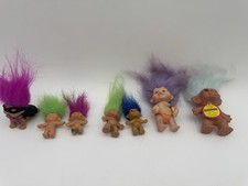 Lot Of 7 Russ Troll Dolls Baby Batman Wishnik , Pin  Magnet Miniature Trolls