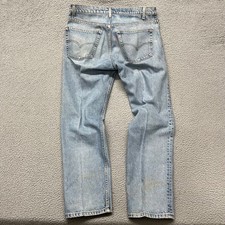 90's Levis 505 Jeans Mens 38x30 Blue Light Wash Straight Leg Denim Made In USA