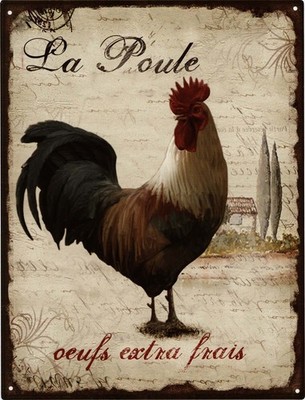 Blechschild 25 x 33 cm La Poule Vintage-Design Metall Schild