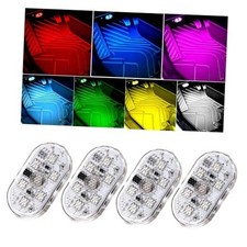 4 PCS Car LED Lights Interior Wireless, Super Bright 7 Colors 4PCS Colorful