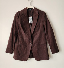 Express Women s Brown One-Button Lined Linen ...