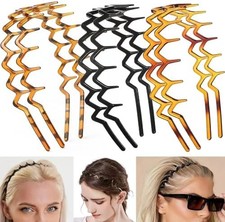 6 PCS Zig Zag Headbands Plastic Wavy Hair Head Band Comb with Teeth Hoop Accesso