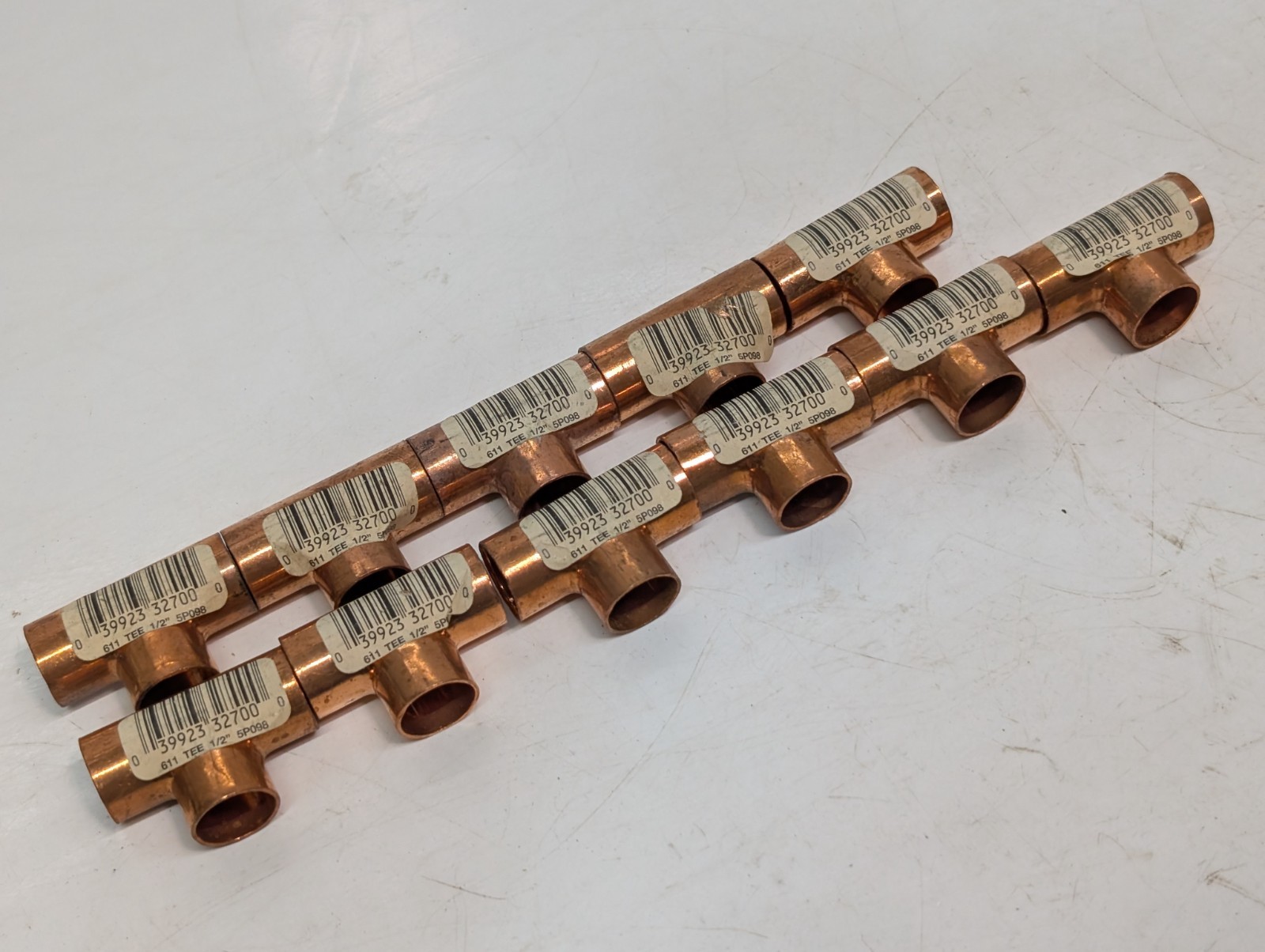 Lot of 11: Nibco 611 Tee 1/2" 5P098 Wrought Copper Solder Connector Fittings