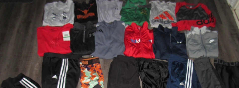 24 Pc UNDER ARMOUR ADIDAS NIKE Lot Boy's Large 14 16 Shirts Shorts Pants Jackets - Image 2 of 4