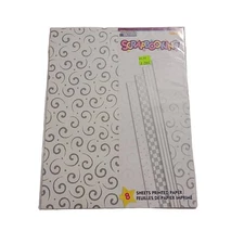 Memories Forever Scrapbooking paper 8 pages - silver white swirl checker stripe