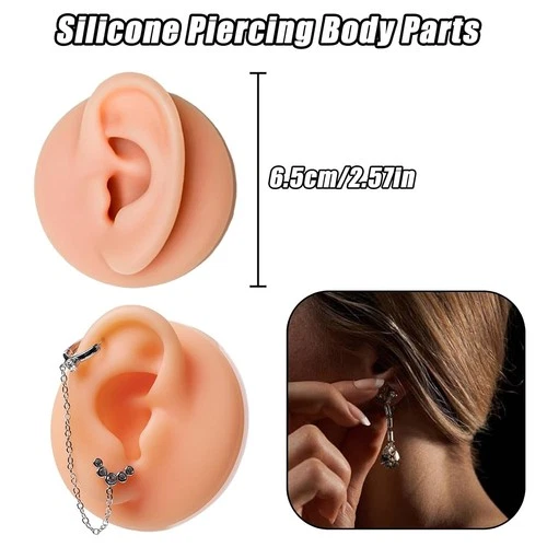 7Pcs Soft Silicone Piercing Body Parts with Display Stand | Realistic Ear, No... image 4
