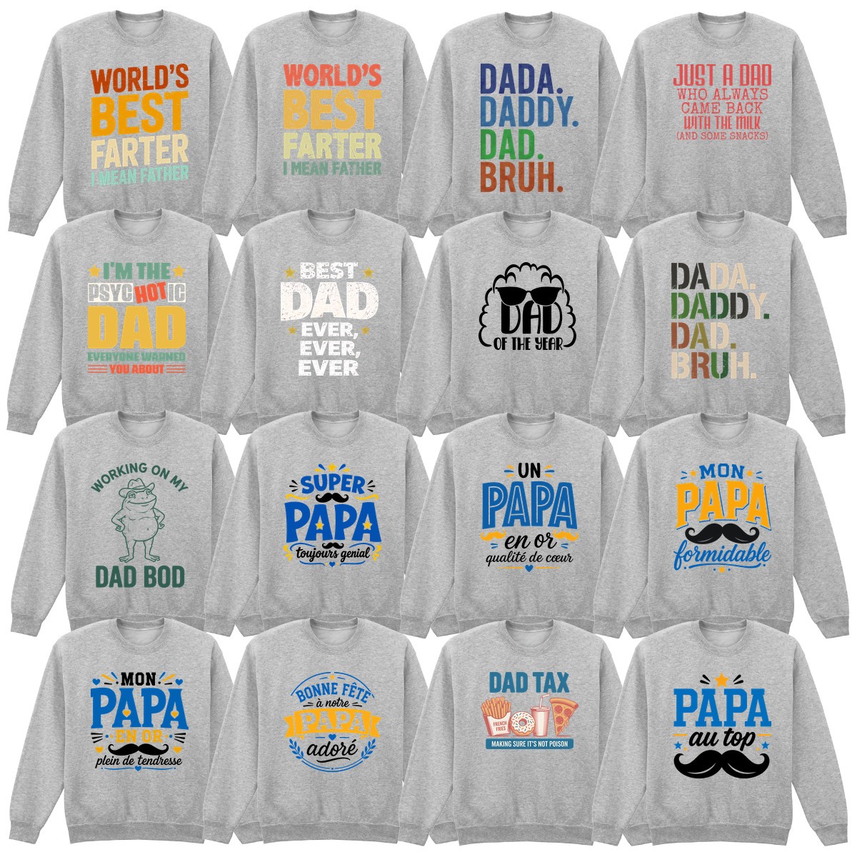 Divertida Sudadera Gráfica Papá Leyenda Paternidad Deporte Gris Día del Padre Francesa