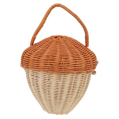 Rattan Storage Basket Mushroom Shape Decorative Woven Fruit Basket Wall Hanging