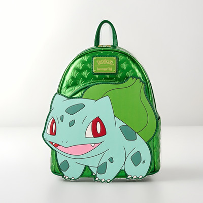 Loungefly Pokémon Bulbasaur Mini Backpack Green Faux Leather Zip Adjustable