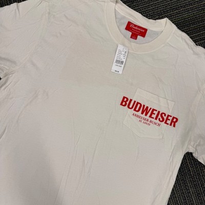 Budweiser Anheuser Busch St Louis Logo Pocket Graphic T-Shirt Mens Large White