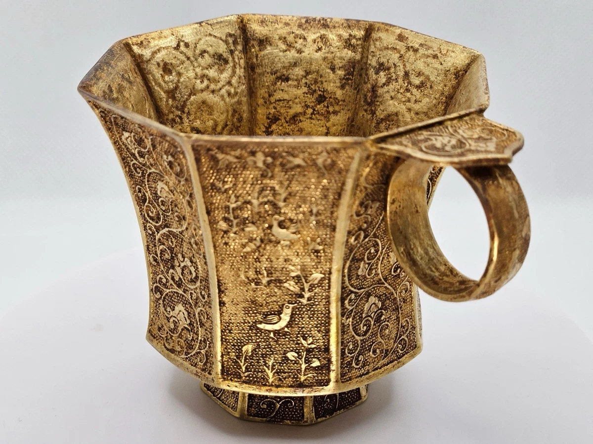 金色青铜主中国古董玻璃杯和杯子| eBay