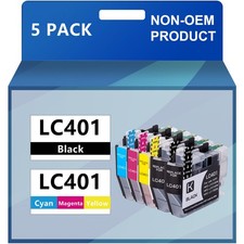 5 PK LC401 Cartridges For Brother MFC-J1010DW MFC-J1012DW MFC-J1170DW Printers