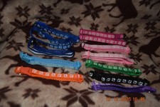 LOT 12 Soft Nylon Puppy ID Collars Adjustable Whelping LOCKING NEW/USED 