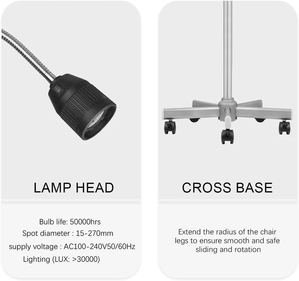 35 Вт мобильный напольный светильник для медицинского осмотра гибкий светодиодный с гусиной шеей Indoo... - Изображение 4 из 4