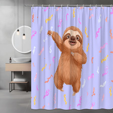 Sloth Shower Curtain Pastel Confetti Cute Animal Print