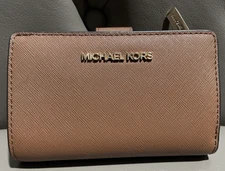 MICHAEL KORS JET SET TRAVEL MED. BIFOLD ZIP CENTER WALLET LEATHER $ 258.00 NWT