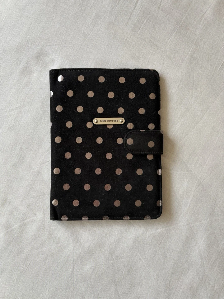 Juicy Couture Polka Dot Leather Tablet Case Kindle eReader iPad Suede Silver - Image 2 of 4