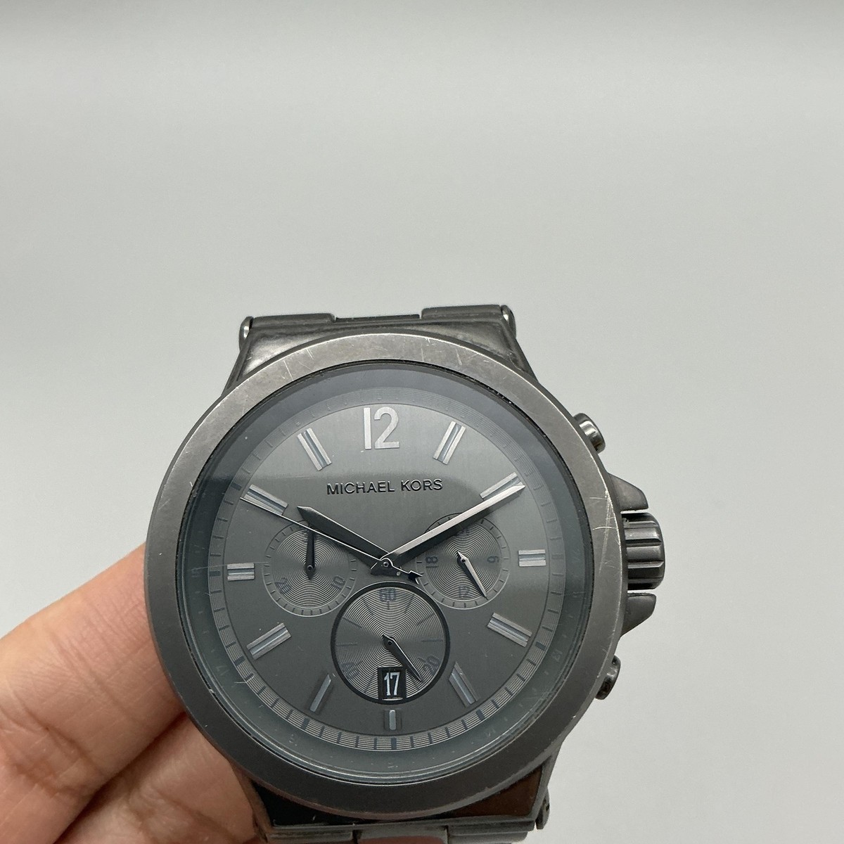Michael Kors Dylan Mens Watch 45mm Gray Chronograph MK-8205 New