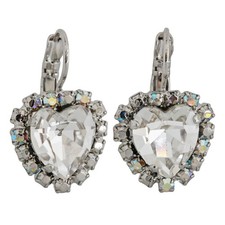Mariana Rhodium Pltd CLEAR IRIDESCENT AB Heart Sparkly Crystal Earrings GORGEOUS