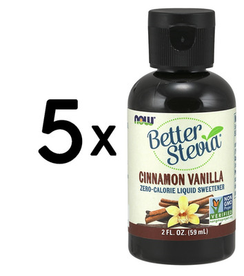 5 x NOW Foods Better Stevia - Liquid Extract, Coconut - 60 ml. (266,50 EUR/L)