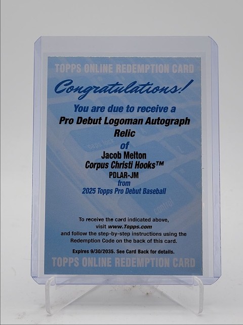 Jacob Melton 2025 Topps Pro Debut Logoman Patch Autograph Auto 1/1 Q5547