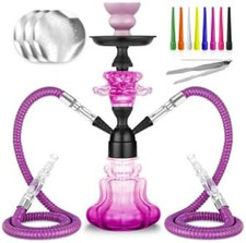 Hookah Set With Everything 14 Shisha Hookah Complete Set - Glass Purple