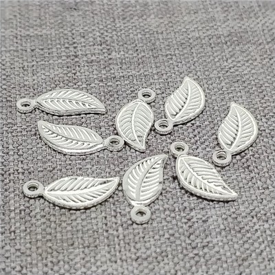 15 Sterling Silber Kleine Blatt Charms 2-seitig f��r Armband Halskette