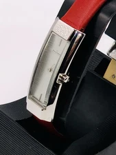 Skagen Hagen Denmark 353SSLC Women's Watch Silver/Red~Calfskin Band~New Cond🔋✅