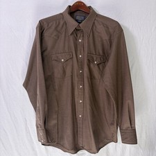 Pendleton Canyon High Grade Westernwear Worsted Wool Shirt Brown Pearl Snaps L