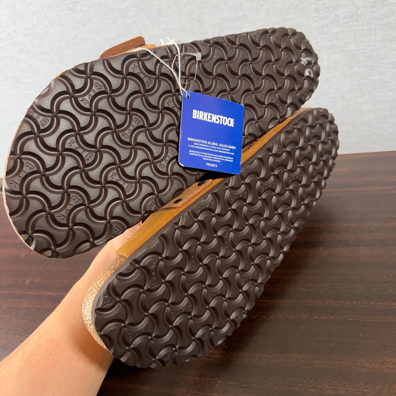 Birkenstock Kyoto Sandals Mens 46 Brown Suede Leather Slide Mink Nubuck NEW image 4