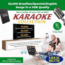 Karaoke Portuguese, Spanish and English PC 55,000 Songs Professional System