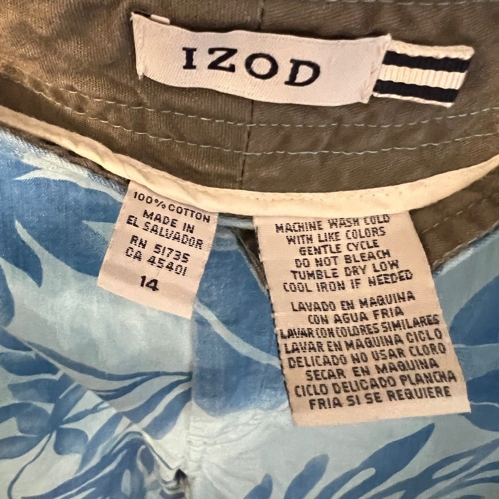 Izod Blue Leaf Patterned Pants capri - image 4