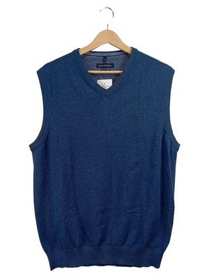 CASAMODA Herren Pullunder Gr. 48 M Blau V-Ausschnitt Pima Baumwolle
