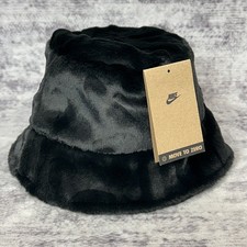NWT Nike Apex Kids Faux Fur Swoosh Bucket Hat Black One Size FZ3061-010