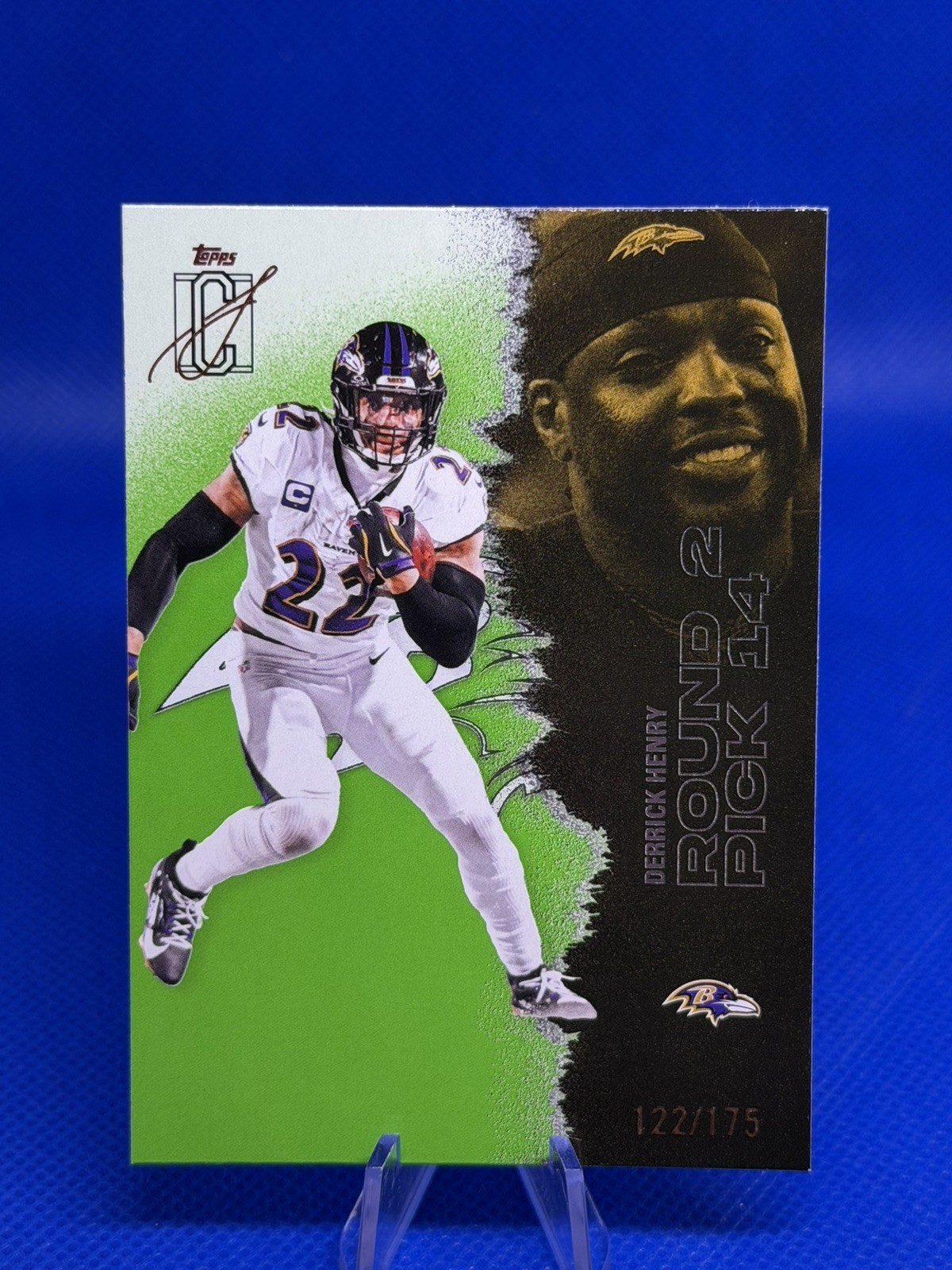 2025 Topps Signature Class Derrick Henry #6 Lime Green #/175 Ravens