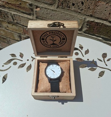 Brown Black White Wooden Mens Watch - Botanica Gift NEW